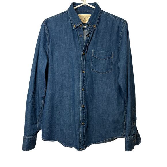 Bloomingdale's The Men's Store Snap Front Denim Shirt Sz Small 100%‎ Cotton - Picture 1 of 7